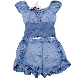 Girls Denim Set +$5 Dunkin Gift Card BONUS 🎁 Tank And Short 2 Piece Set